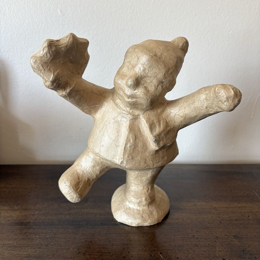 Unpainted Paper Mache Boy DIY Decoupage Crafting 10” Tall